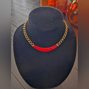 Vintage Goldette Gold and Red Choker Necklace